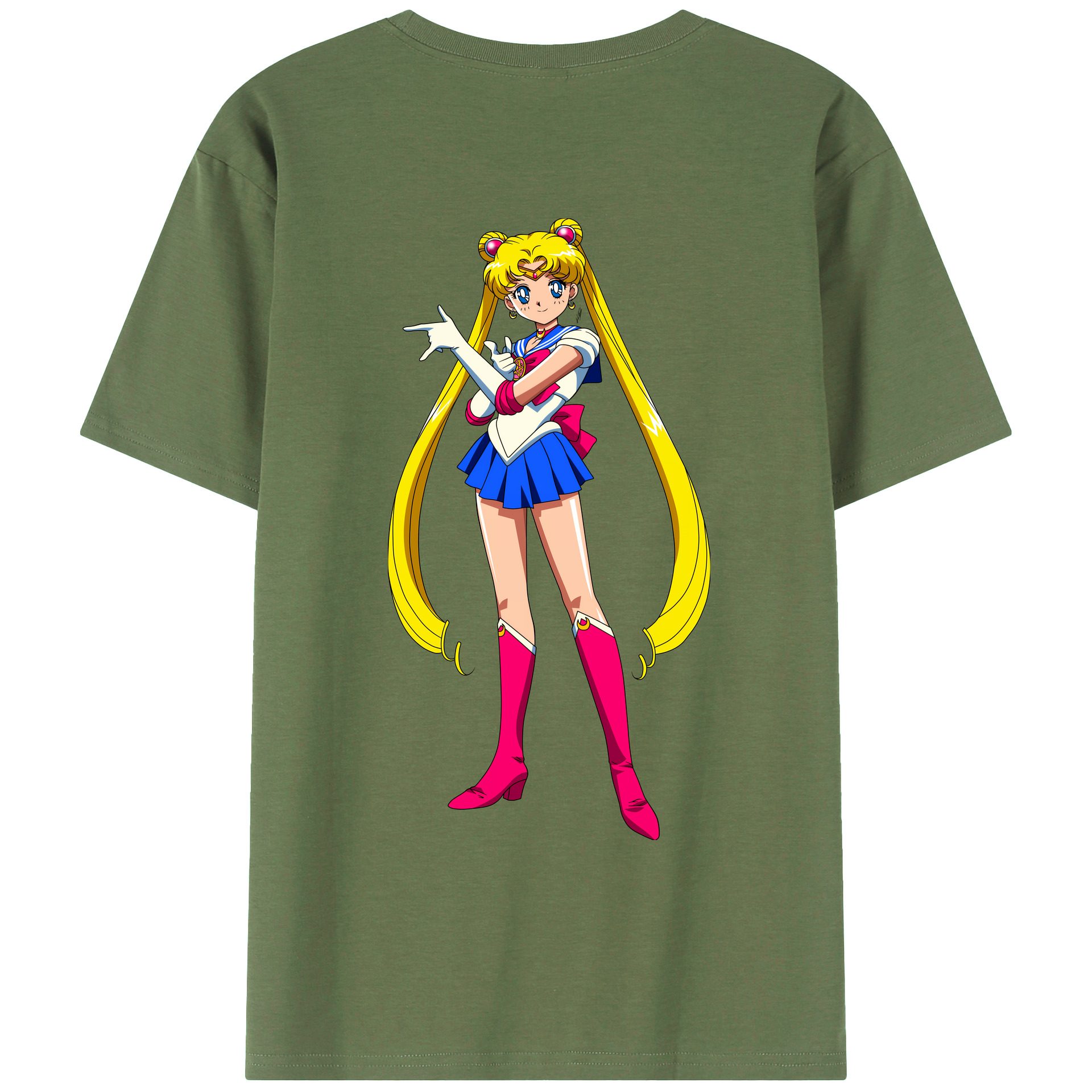 （画像用） 美少女戦士セーラームーン 月野 うさぎ つきの うさぎ Sailor Moon Tsukino Usagi 綿100％ メンズ半袖Tシャツ（バックプリント） 通気性